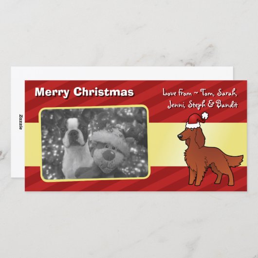 Cartes Pour Fêtes Annuelles Christmas Irish / English / Gordon / R&W Setter (Devant / Derrière)