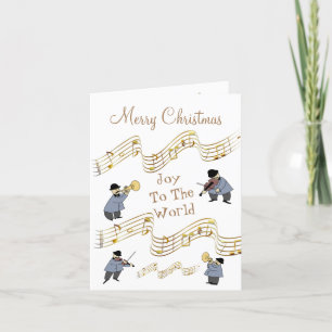 Cartes Pour Fêtes Annuelles Christmas Joy To World Music Notes Instrument Band