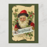 Cartes Pour Fêtes Annuelles Christmas, Joys be Thine<br><div class="desc">Vintage victorian Santa Claus postcard image.</div>