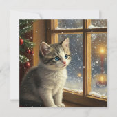 Cartes Pour Fêtes Annuelles Christmas Kitten at the Window (Devant)