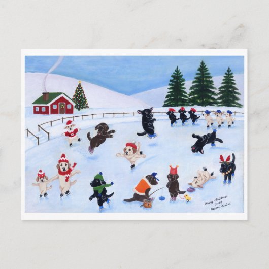 Cartes Pour Fêtes Annuelles Christmas Labrador Fun Peinture (Devant)