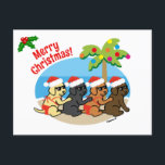 Cartes Pour Fêtes Annuelles Christmas Labrador Retriever Beach Enfants<br><div class="desc">Carte postale Noël Labrador Retriever Beach Kids Holiday pour les fans du Labrador! Black Lab et Yellow Lab et Chocolate Lab et Fox Lab les enfants profitent de vacances à la plage. Caricature du Labrador créée par Naomi Ochiai du Japon.</div>