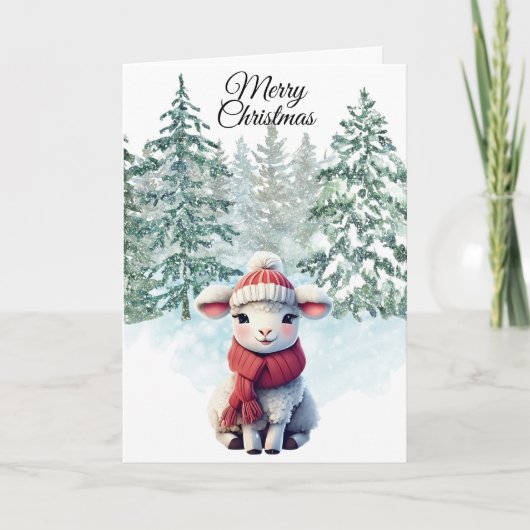 Cartes Pour Fêtes Annuelles Christmas Lamb Folded Holiday Card (Devant)