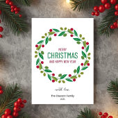 Cartes Pour Fêtes Annuelles Christmas Leaves Wreath Holiday Greeting Card