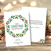Cartes Pour Fêtes Annuelles Christmas Leaves Wreath Holiday Greeting Card
