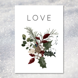 Cartes Pour Fêtes Annuelles Christmas Love Rustic Minimal Holly Greenery