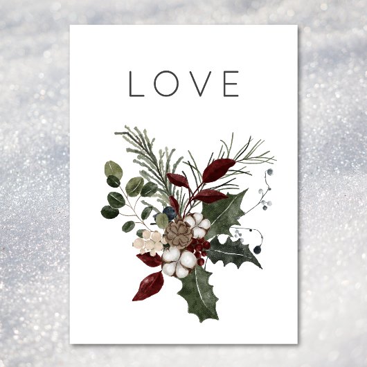 Cartes Pour Fêtes Annuelles Christmas Love Rustic Minimal Holly Greenery