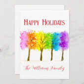 Cartes Pour Fêtes Annuelles Christmas Minimal Watercolor Pine Trees (Devant / Derrière)