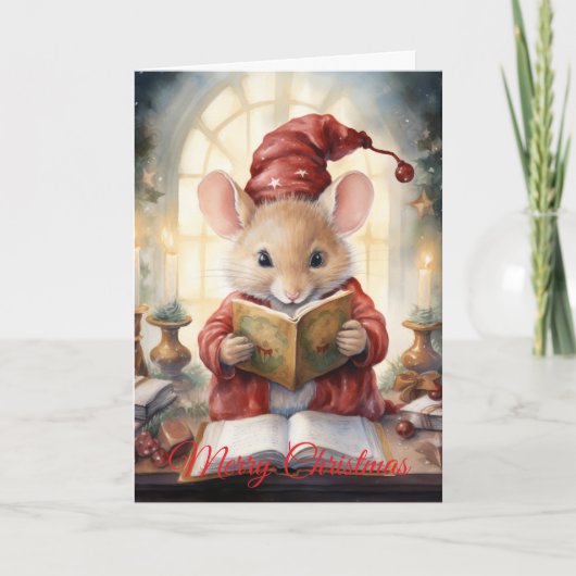 Cartes Pour Fêtes Annuelles Christmas Mouse reading (Devant)