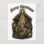 Cartes Pour Fêtes Annuelles Christmas Nativity Retro Medieval Woodcut (Devant)