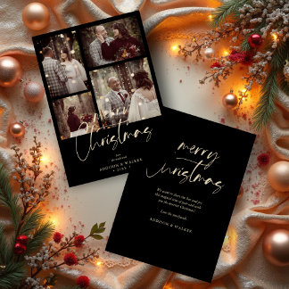 Cartes Pour Fêtes Annuelles Christmas Newlyweds Black Trendy Collage 4 Photos