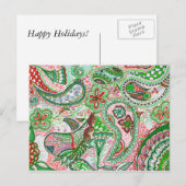 Cartes Pour Fêtes Annuelles Christmas Paisley Post Card (Devant / Derrière)