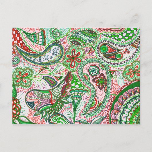 Cartes Pour Fêtes Annuelles Christmas Paisley Post Card (Devant)