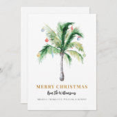 Cartes Pour Fêtes Annuelles Christmas Palm Tree Script Modern (Devant / Derrière)