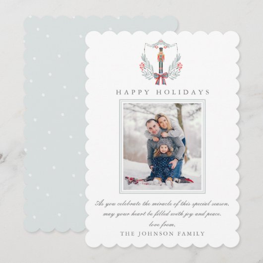 Cartes Pour Fêtes Annuelles Christmas Pastel Light Blue Nutcracker Photo (Devant / Derrière)