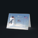Cartes Pour Fêtes Annuelles Christmas - Patriotic - Son -Snowman/Saluting<br><div class="desc">Fun and unique Christmas Card greeting for that special person serving in our military.  It is sure to put a smile on their face:  Same image available for: son,  daughter,  sweetheart,  grandson,  granddaughter,  daddy,  soldier, niece,  nephew</div>