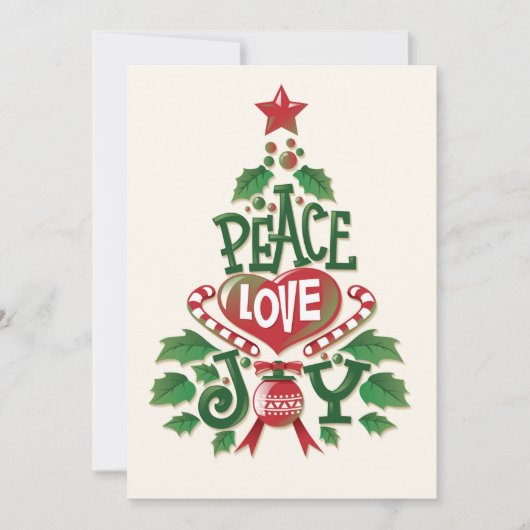Cartes Pour Fêtes Annuelles Christmas Peace Love Joie (Devant)