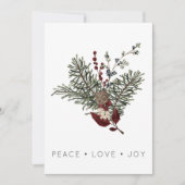Cartes Pour Fêtes Annuelles Christmas Peace Love Rustic Minimal Holly Pine (Devant)