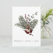 Cartes Pour Fêtes Annuelles Christmas Peace Love Rustic Minimal Photo Pine (Debout devant)