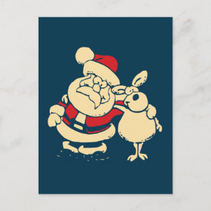 Cartes Pour Fêtes Annuelles Christmas Père Noël et son Reindeer Buddy