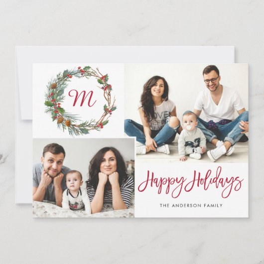 Cartes Pour Fêtes Annuelles Christmas Pine Cones 2 PHOTOS Collage Greeting (Devant)