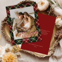 Christmas Plaid Card With Photo