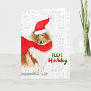 Cartes Pour Fêtes Annuelles Christmas Pretty Rough Collie Fleas NaviDOG