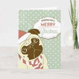 Cartes Pour Fêtes Annuelles Christmas Pug! Cute little dog in santa hat