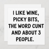 Cartes Pour Fêtes Annuelles Christmas Quote I Like Wine Rude Festive Sarcastic (Devant / Derrière)