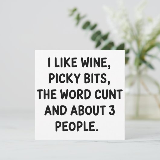 Cartes Pour Fêtes Annuelles Christmas Quote I Like Wine Rude Festive Sarcastic (Debout devant)