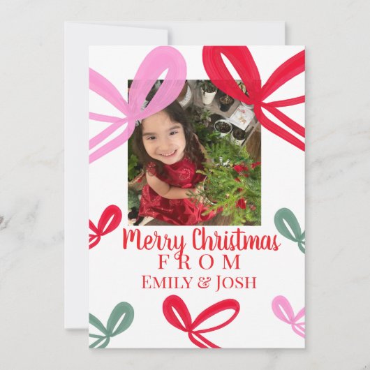 Cartes Pour Fêtes Annuelles Christmas Red Bows Multicolor (Devant)