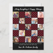 Cartes Pour Fêtes Annuelles Christmas Red Plaid Custom Patchwork Photo Collage (Devant)