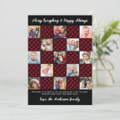 Cartes Pour Fêtes Annuelles Christmas Red Plaid Custom Patchwork Photo Collage (Debout devant)