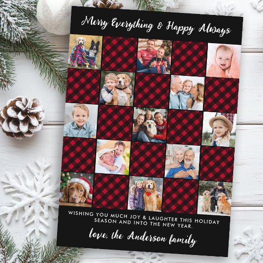 Cartes Pour Fêtes Annuelles Christmas Red Plaid Custom Patchwork Photo Collage