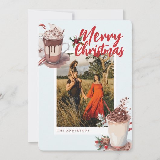 Cartes Pour Fêtes Annuelles Christmas Red Winter Hot Cocoa Coffee Holiday Card (Devant)