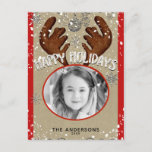 Cartes Pour Fêtes Annuelles Christmas Reindee Winter Snowflakes Holiday Photo<br><div class="desc">Customisez avec votre photo et votre texte.</div>