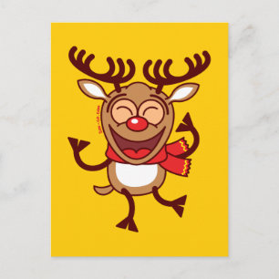 Cartes Pour Fêtes Annuelles Christmas Reindeer dancing animatedly