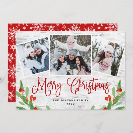 Cartes Pour Fêtes Annuelles Christmas Rustic Birch Bark (Devant / Derrière)