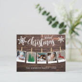 Cartes Pour Fêtes Annuelles Christmas Rustic Wood 3 Photos Collage (Debout devant)