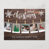 Cartes Pour Fêtes Annuelles Christmas Rustic Wood 3 Photos Collage (Devant)
