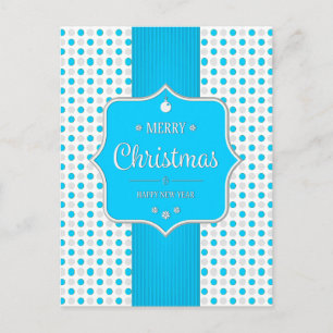 Cartes Pour Fêtes Annuelles Christmas Silver-Blue Polka Dots Postcard