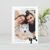 Cartes Pour Fêtes Annuelles Christmas Simple Bow Black and White Photo (Debout devant)