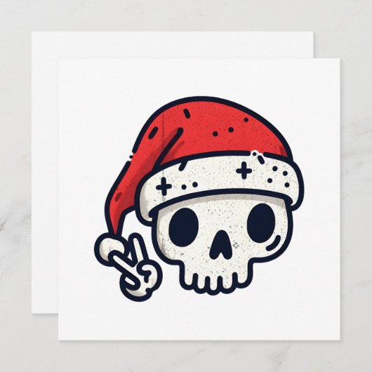 Cartes Pour Fêtes Annuelles Christmas Skeleton Père Noël (Devant / Derrière)