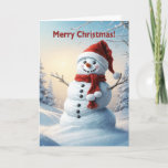 Cartes Pour Fêtes Annuelles Christmas Snowman<br><div class="desc">Une scène d'hiver festive montrant un joyeux bonhomme de neige dans un casquette rouge et foulard. Souhaitez à quelqu'un un joyeux Noël avec une belle carte de bonhomme de neige.</div>