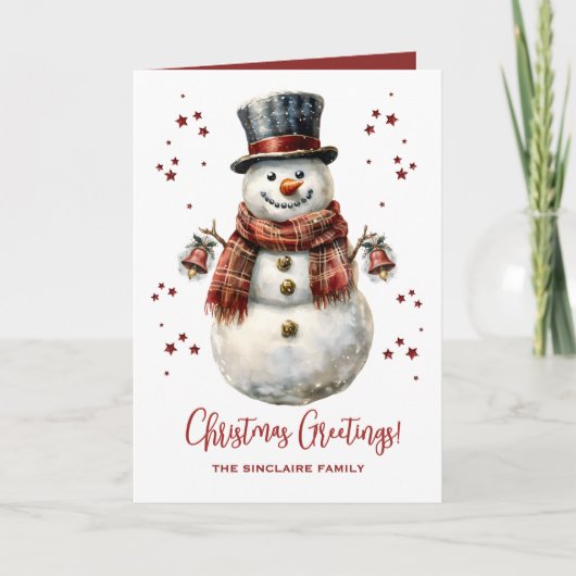 Cartes Pour Fêtes Annuelles Christmas Snowman Holiday Card With Name (Devant)