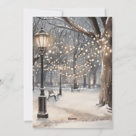 Cartes Pour Fêtes Annuelles Christmas Snowy Night (Dos)