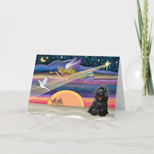 Cartes Pour Fêtes Annuelles Christmas Star - Cocker Spaniel (noir) (Devant)