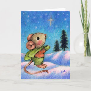 Cartes Pour Fêtes Annuelles Christmas Star Wish - Jolie Mouse de vacances Art