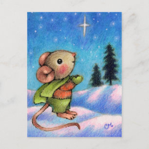 Cartes Pour Fêtes Annuelles Christmas Star Wish - Jolie Mouse de vacances Art