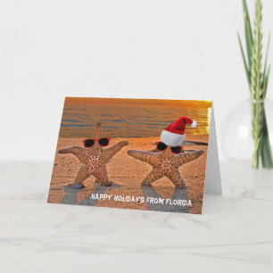 Cartes Pour Fêtes Annuelles Christmas starfish couple on sunset beach